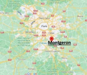 Carte de l’Île-de-France avec Montgeron mis en évidence, montrant l’emplacement du Cabinet Pluridisciplinaire de la Pelouse, facilement accessible pour les professionnels de santé et leurs patients.